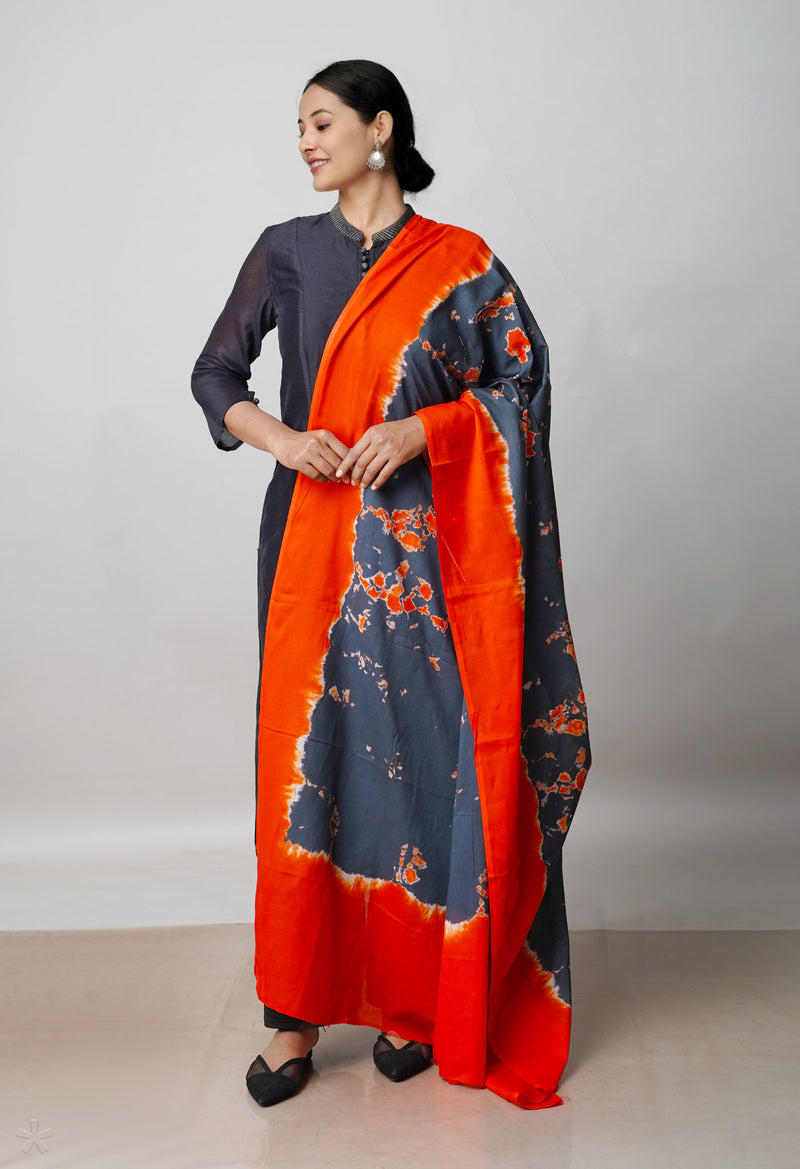 Grey Pure Shibori Mulmul Cotton Dupatta –UDS5095
