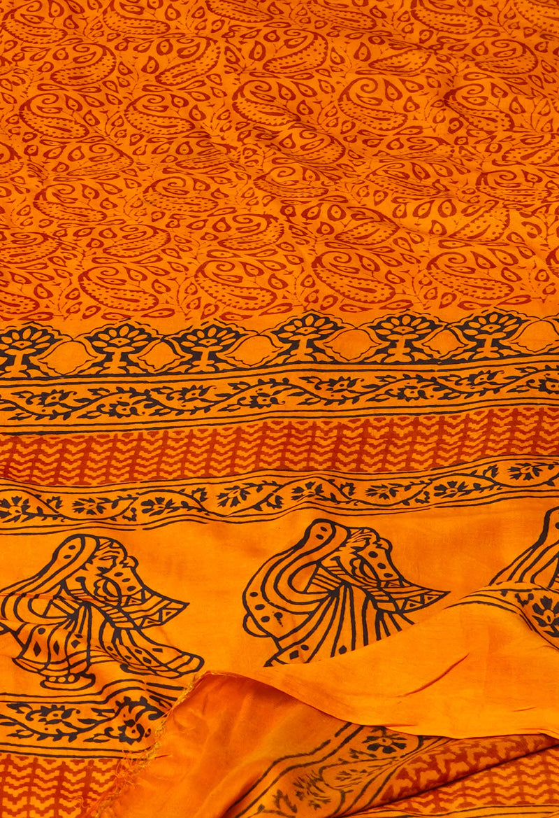 Turmeric Yellow Bagh Printed Chanderi Soft Silk Dupatta–UDS5125