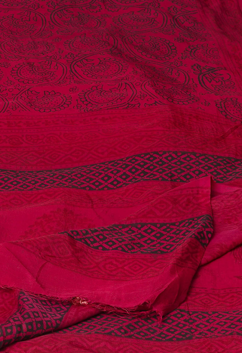 Hippie Pink Bagh Printed Chanderi Soft Silk Dupatta–UDS5133