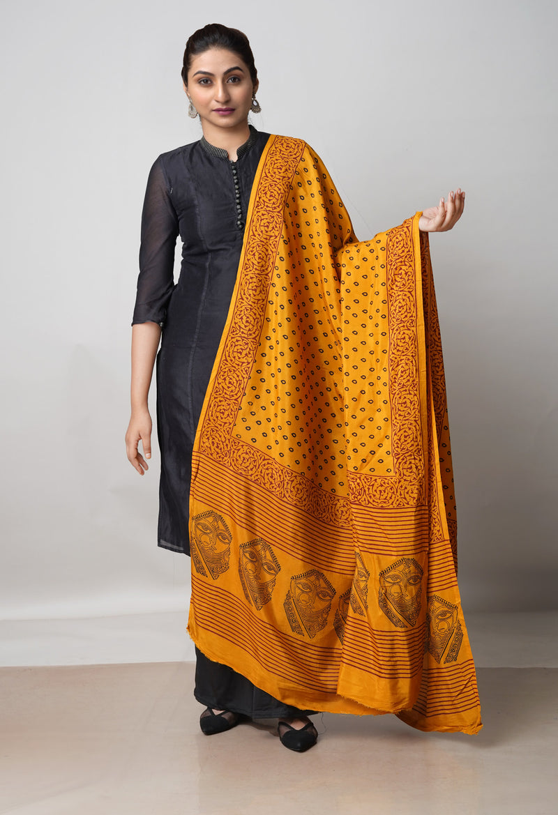 Turmeric Yellow Bagh Printed Chanderi Soft Silk Dupatta–UDS5135