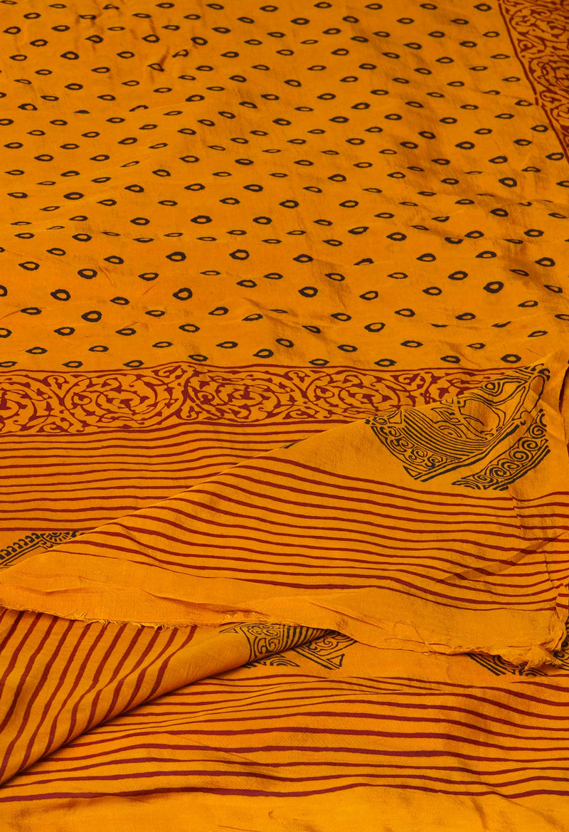 Turmeric Yellow Bagh Printed Chanderi Soft Silk Dupatta–UDS5135