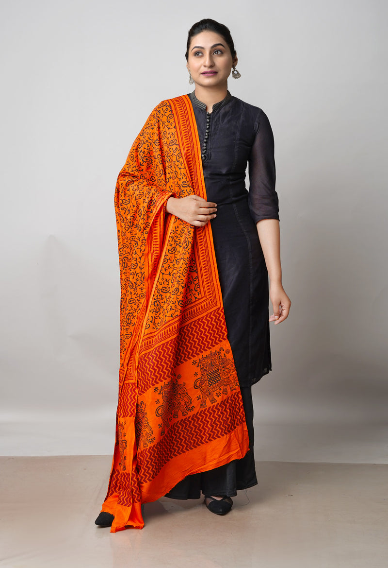 Orange Bagh Printed Chanderi Soft Silk Dupatta–UDS5136
