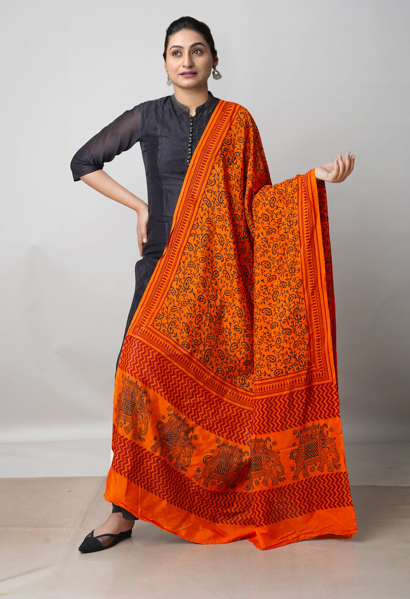 Orange Bagh Printed Chanderi Soft Silk Dupatta–UDS5136