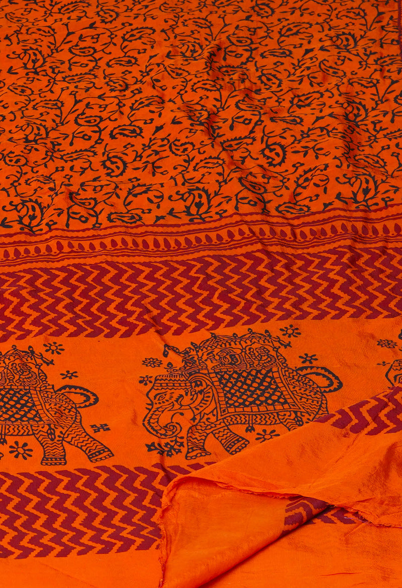 Orange Bagh Printed Chanderi Soft Silk Dupatta–UDS5136