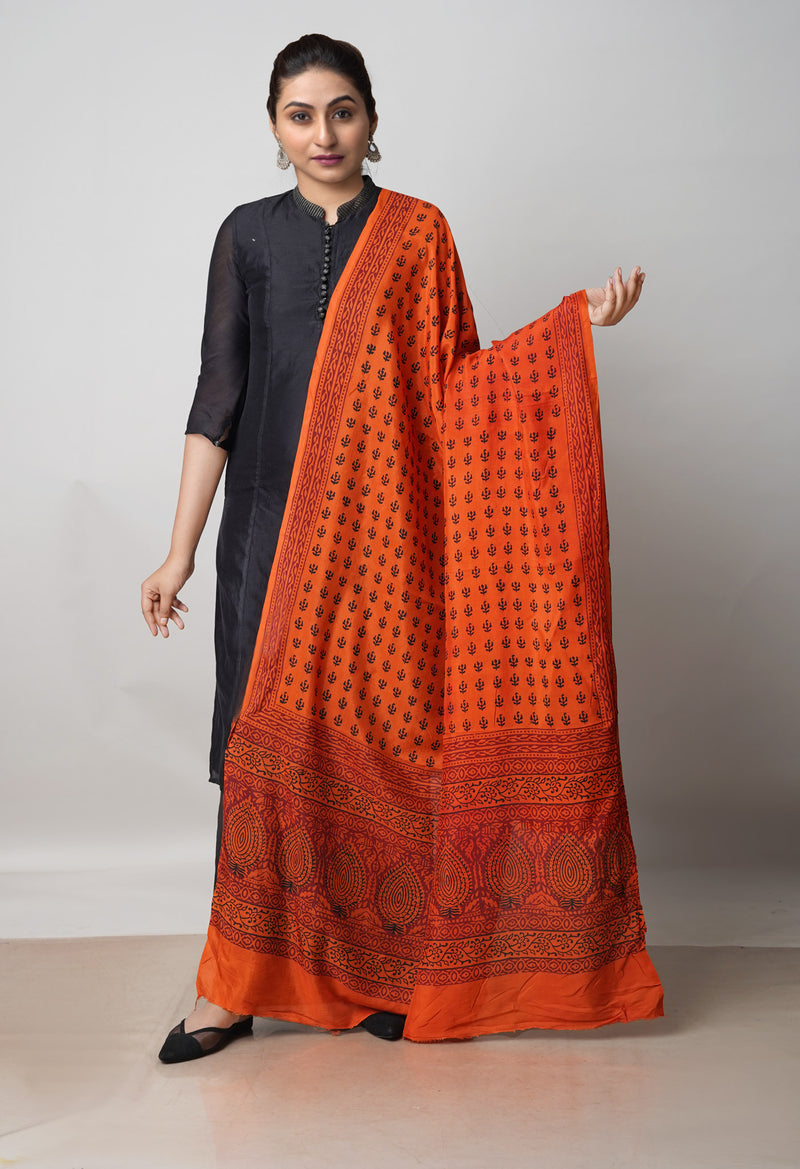 Orange Bagh Printed Chanderi Soft Silk Dupatta–UDS5137
