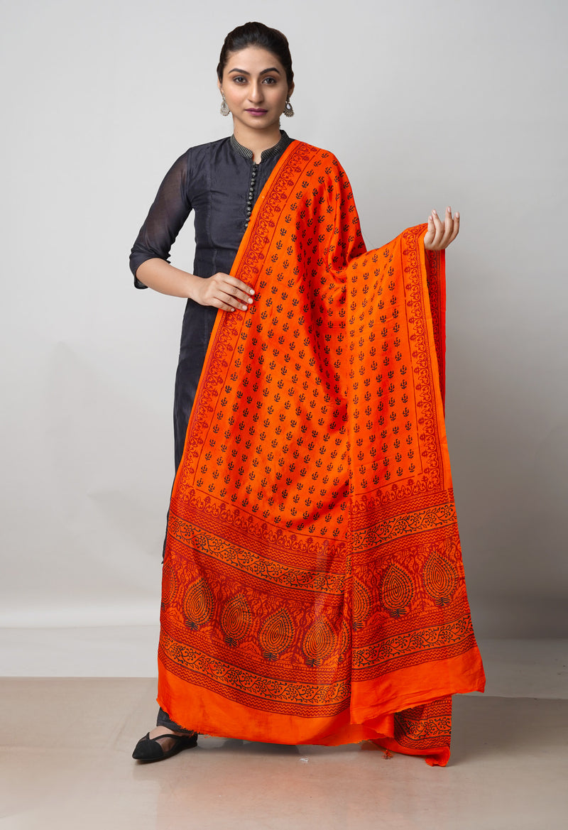 Orange Bagh Printed Chanderi Soft Silk Dupatta–UDS5139