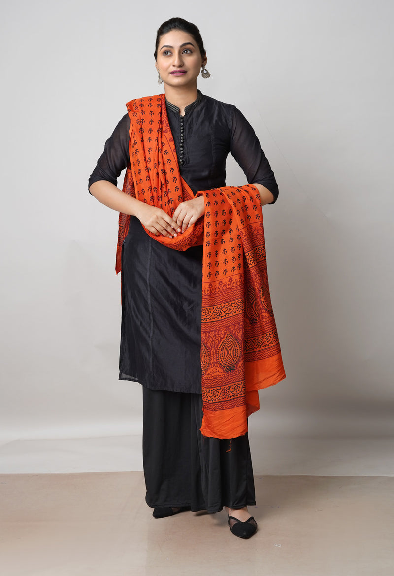 Orange Bagh Printed Chanderi Soft Silk Dupatta–UDS5139