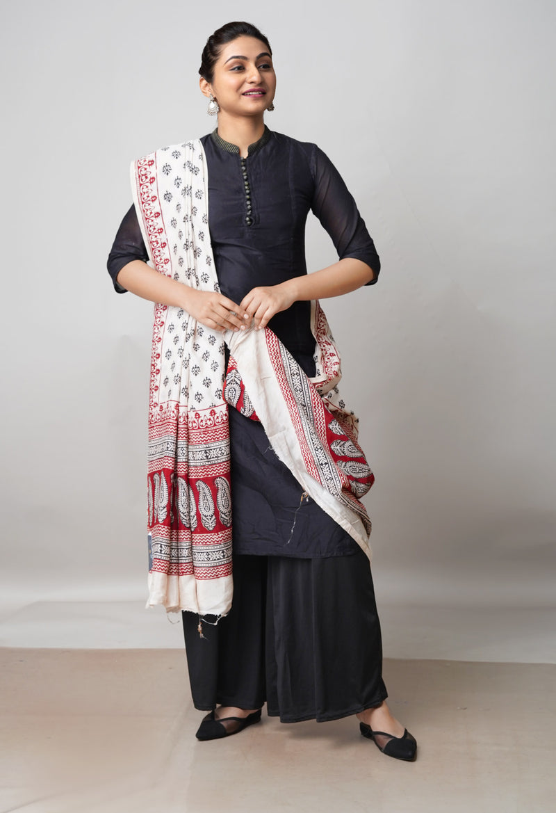 Beige Bagh Printed Chanderi Soft Silk Dupatta–UDS5140
