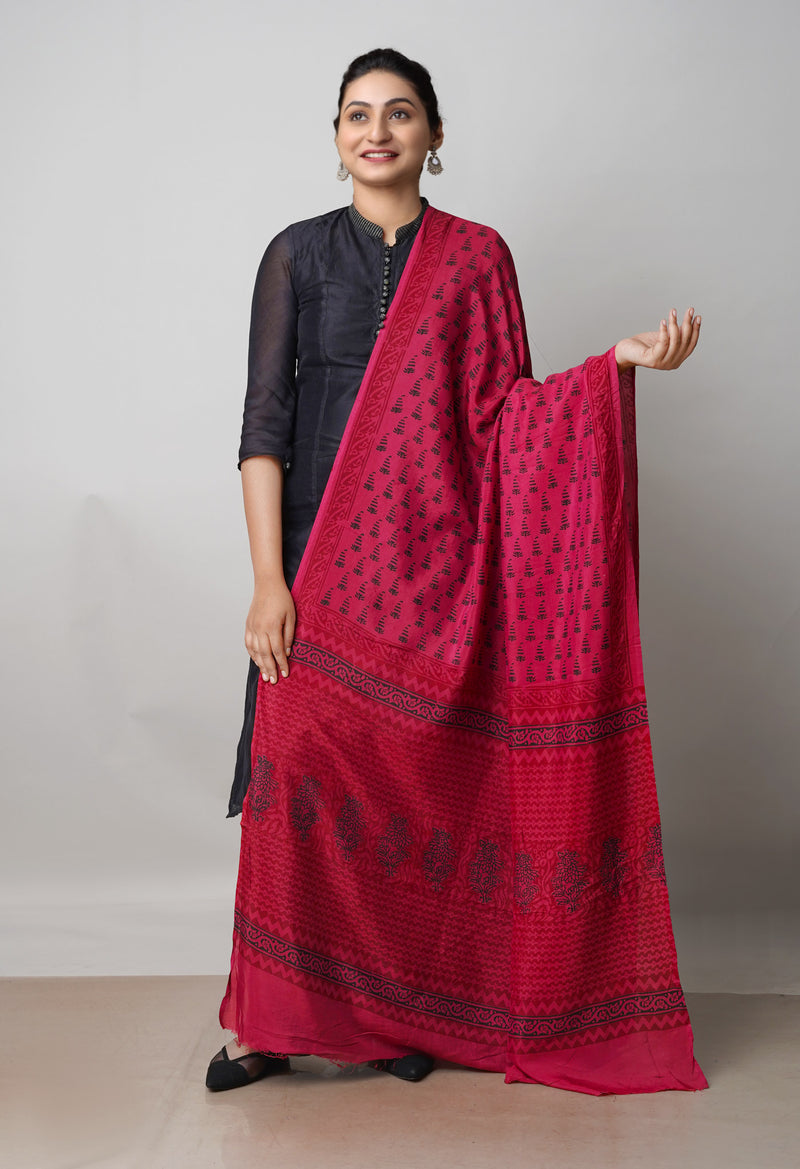 Maroon Bagh Printed Chanderi Soft Silk Dupatta–UDS5141
