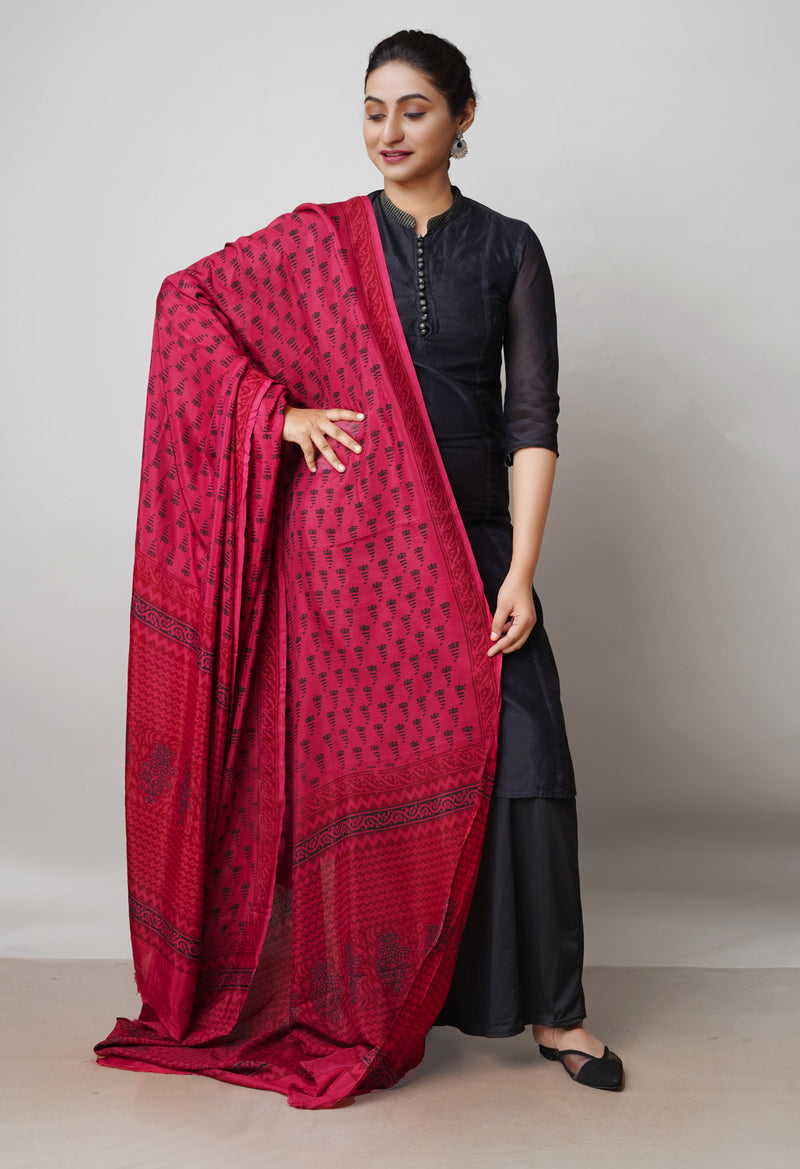 Maroon Bagh Printed Chanderi Soft Silk Dupatta–UDS5141
