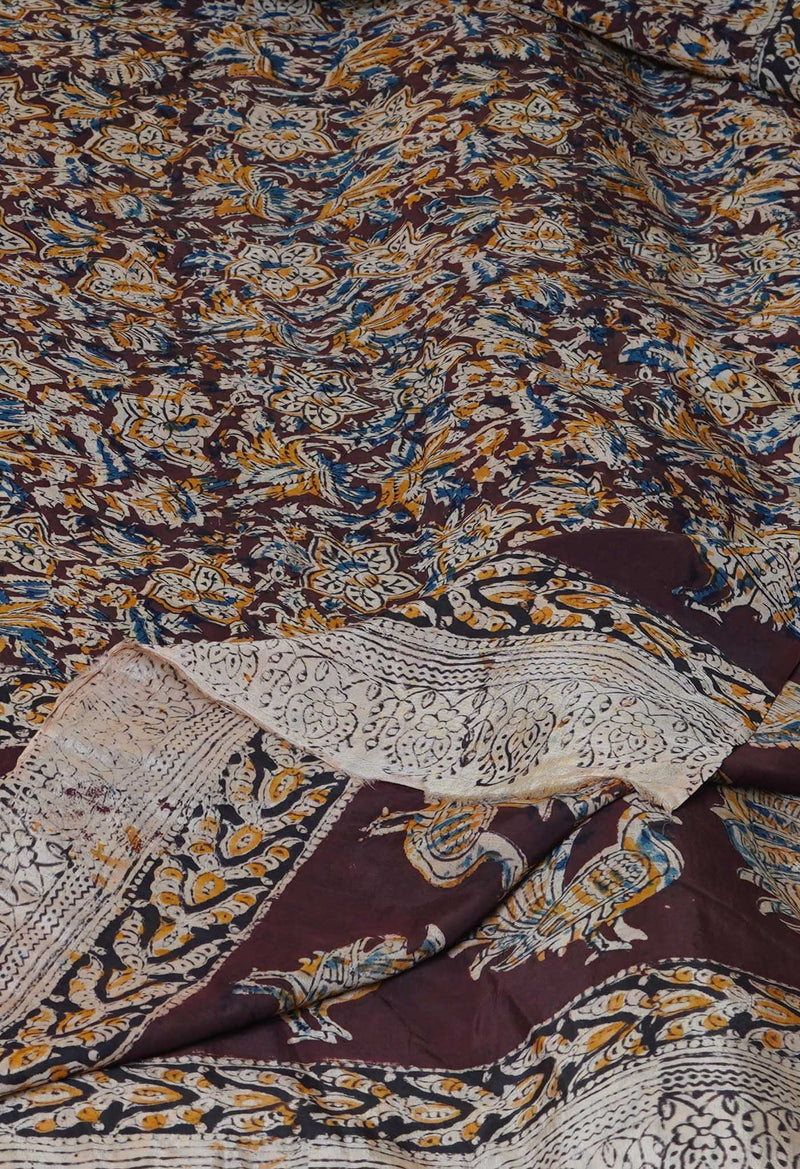 Multi Pure Hand Block Kalamkari Soft Silk Dupatta–UDS5224