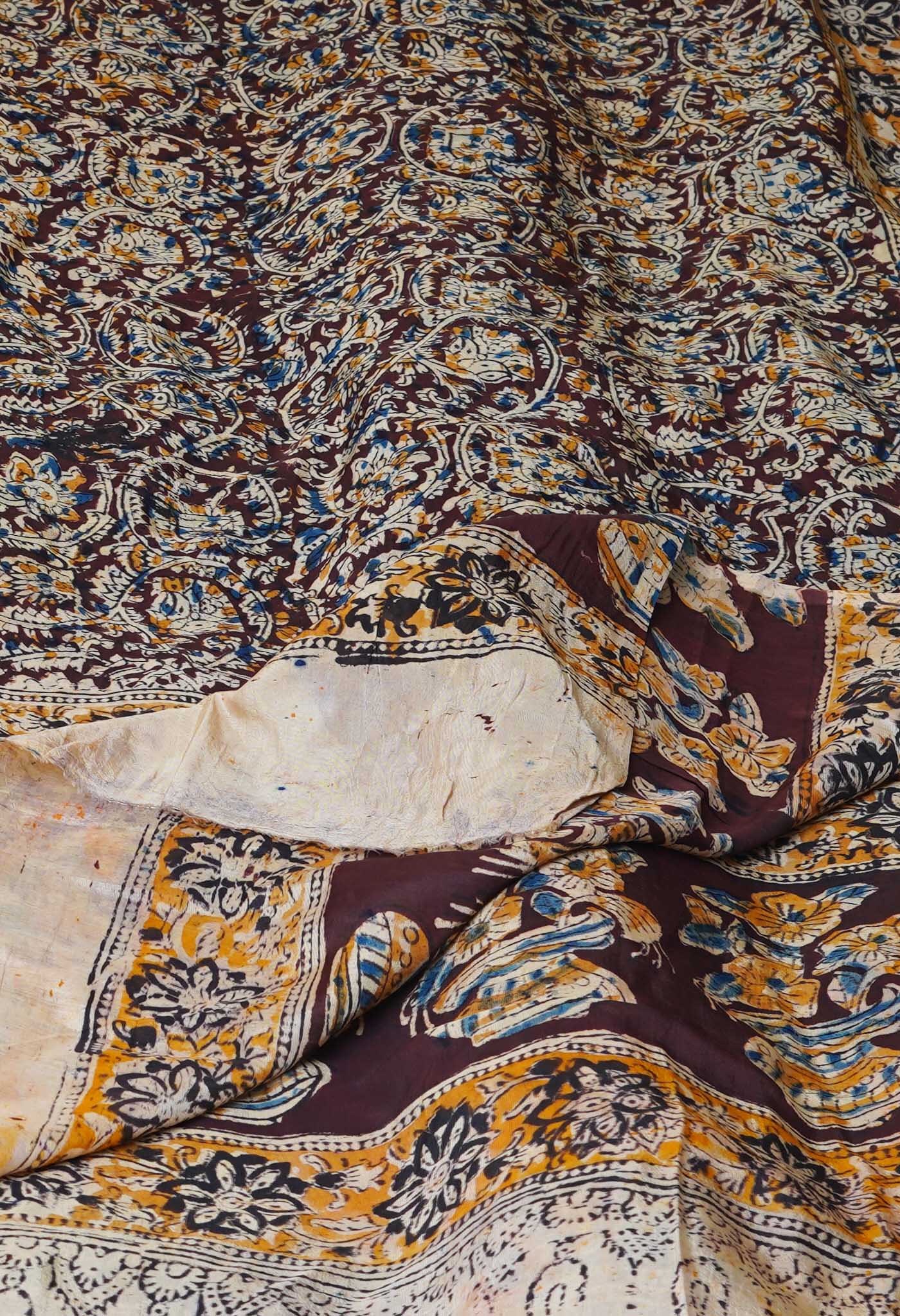 Multi Pure Hand Block Kalamkari Soft Silk Dupatta–UDS5233