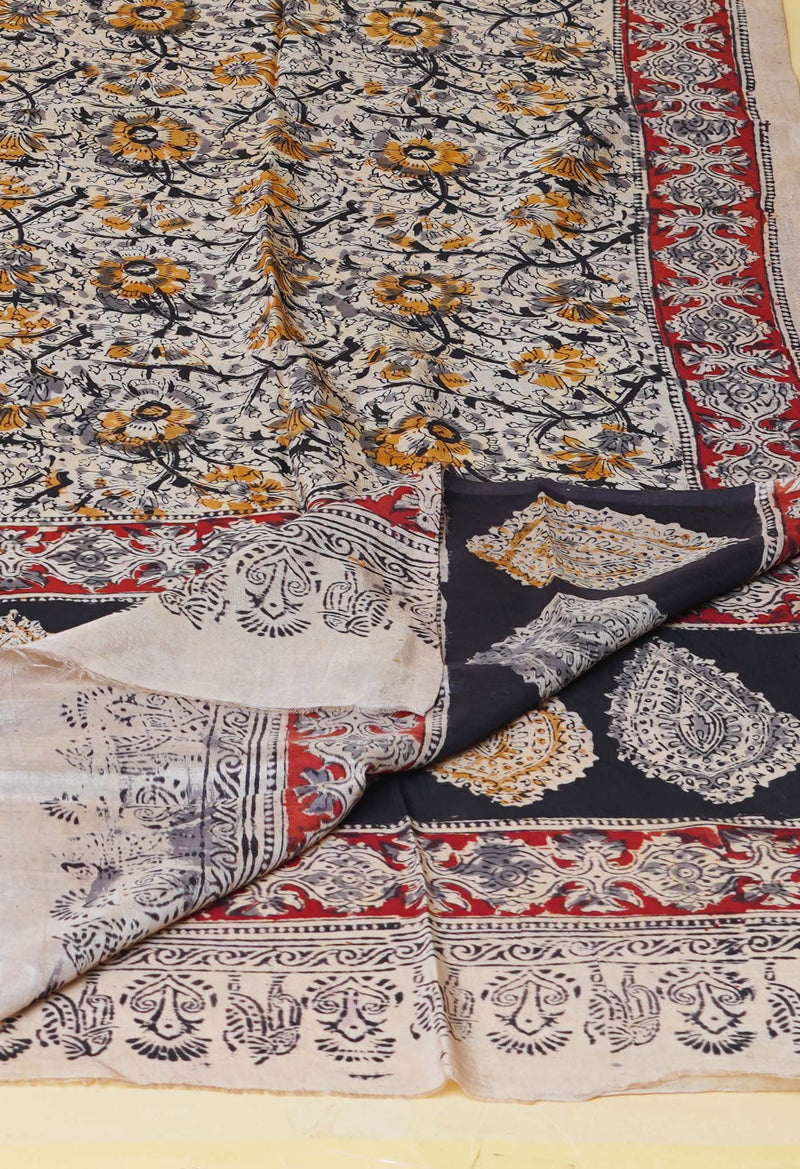 Multi Pure Hand Block Kalamkari Soft Silk Dupatta–UDS5243