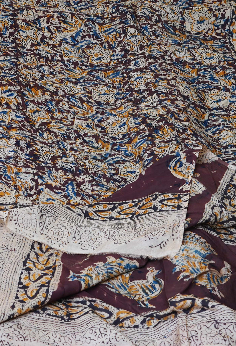 Multi Pure Hand Block Kalamkari Soft Silk Dupatta–UDS5245