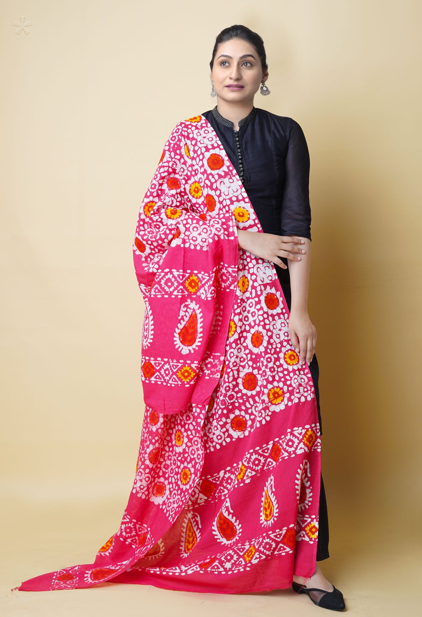 Pink Pure Batik Printed Cotton Dupatta– UDS5296