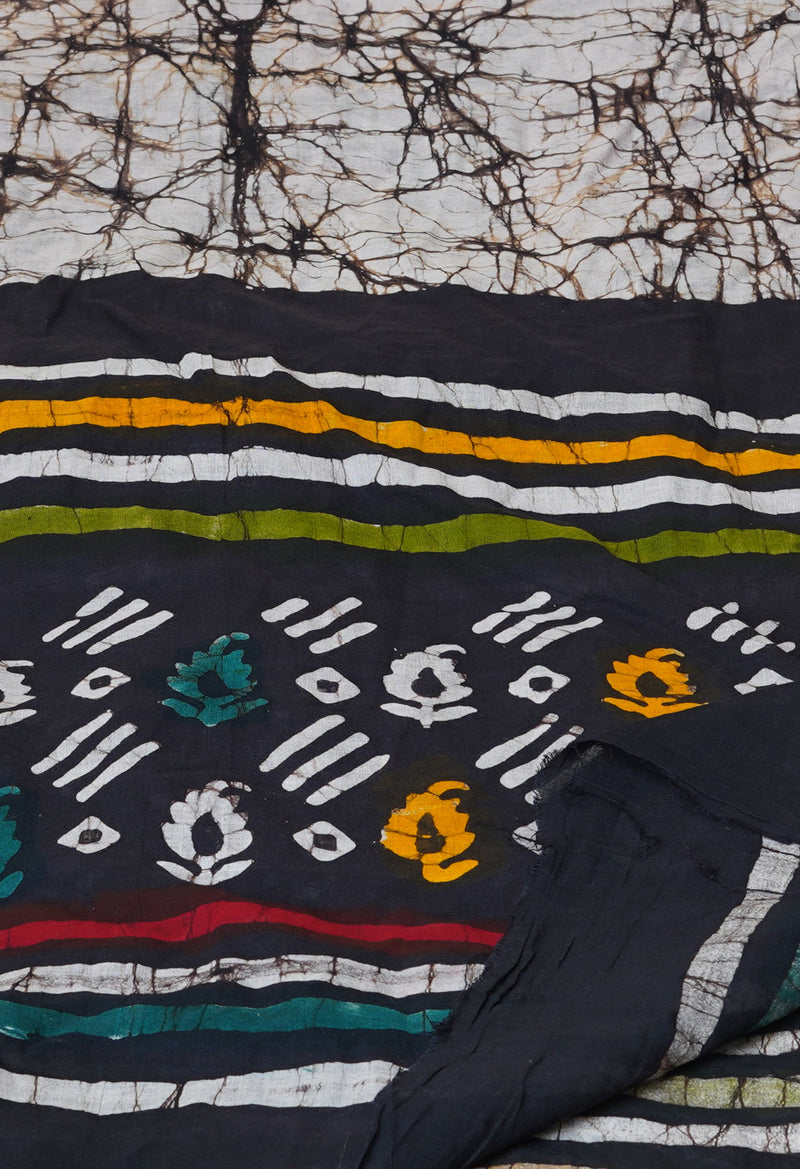 Black Pure Batik Printed Cotton Dupatta– UDS5299