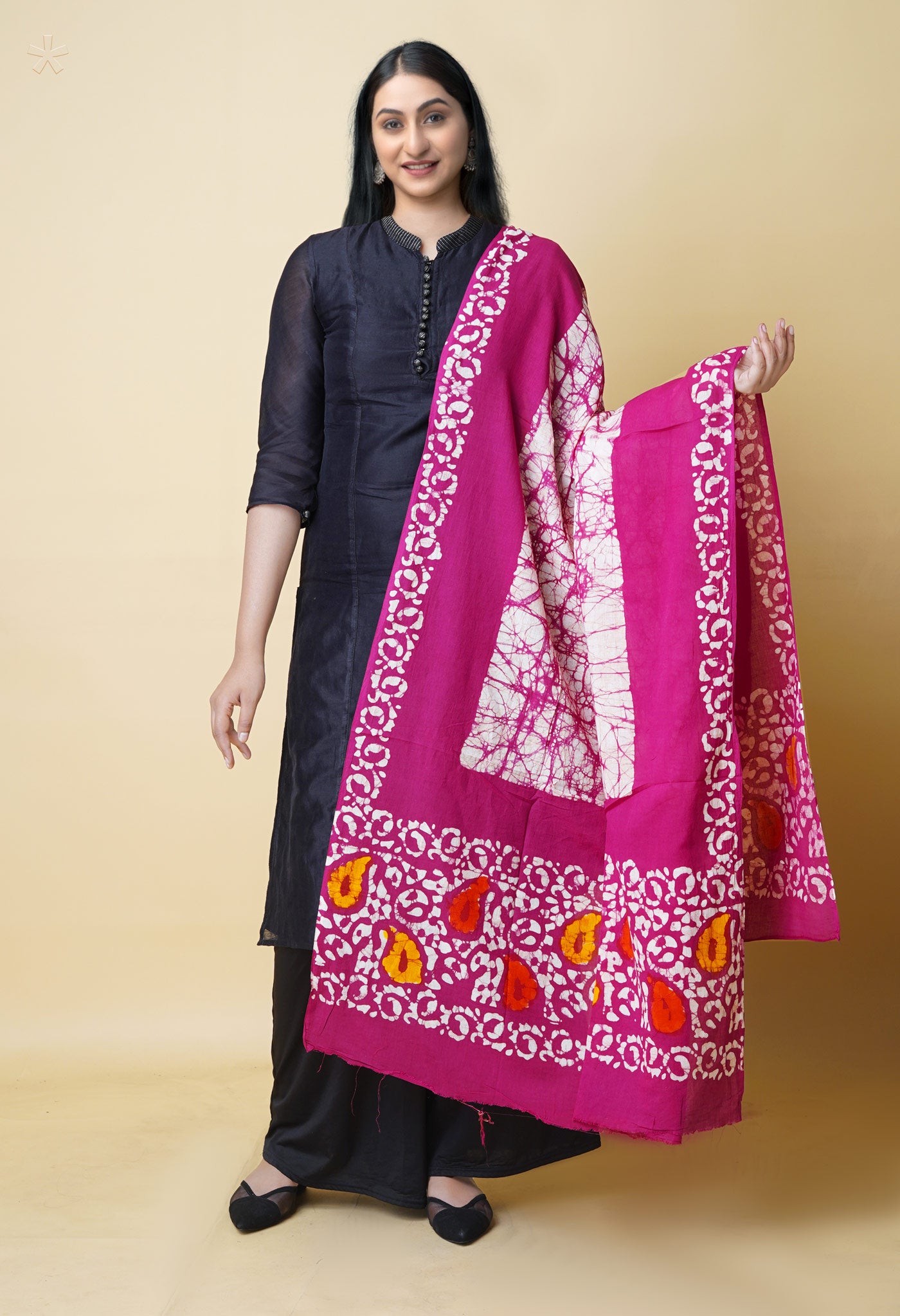 Pink Pure Batik Printed Cotton Dupatta– UDS5300