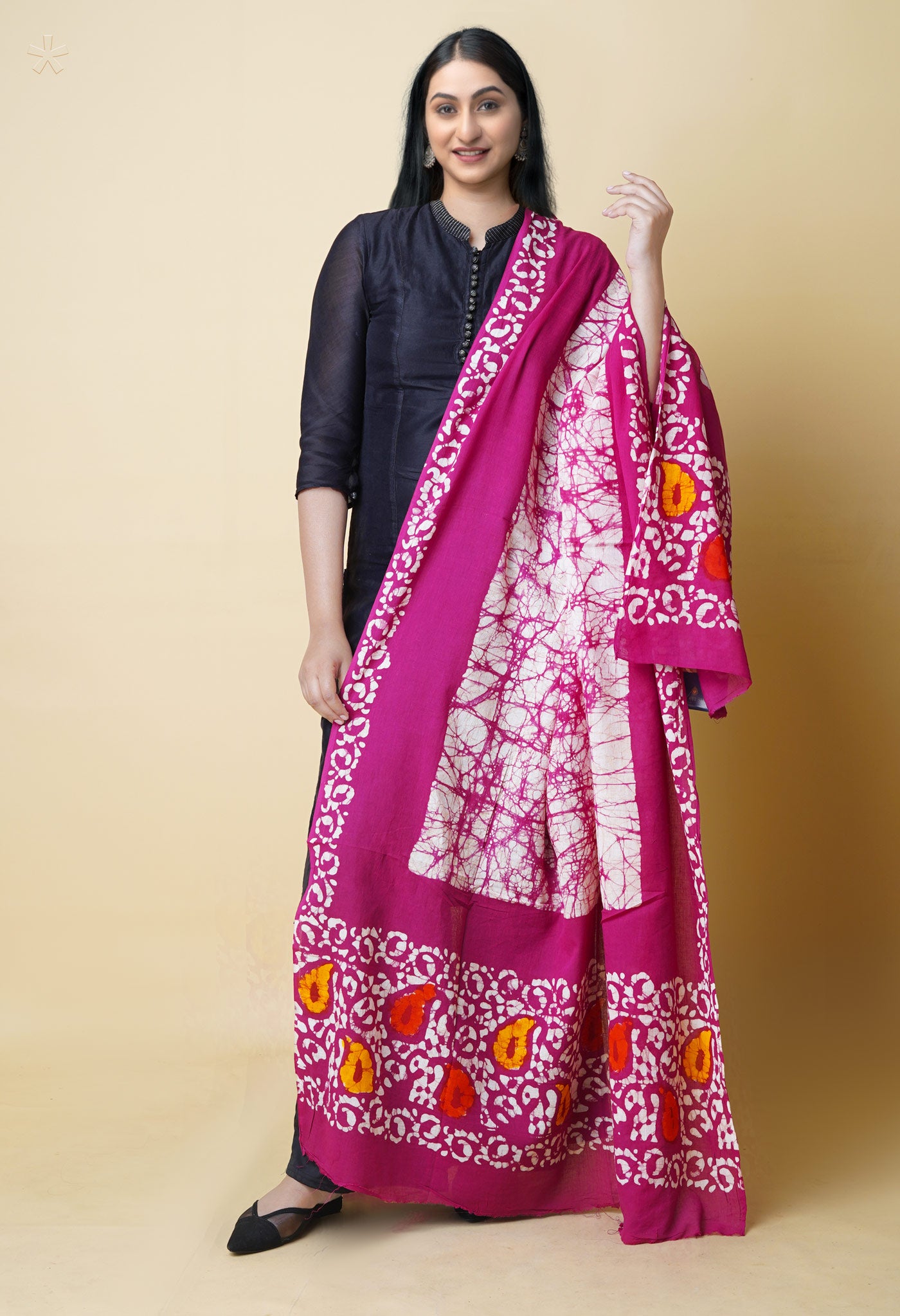 Pink Pure Batik Printed Cotton Dupatta– UDS5300