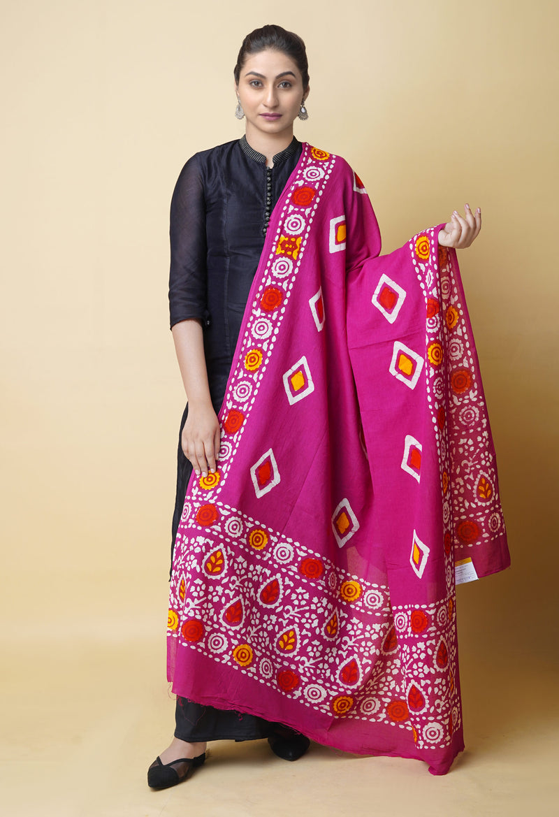 Pink Pure Batik Printed Cotton Dupatta– UDS5305