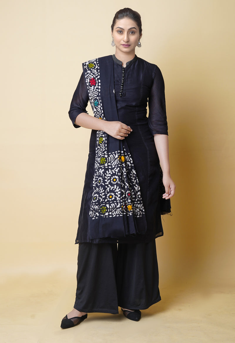 Black Pure Batik Printed Cotton Dupatta– UDS5306