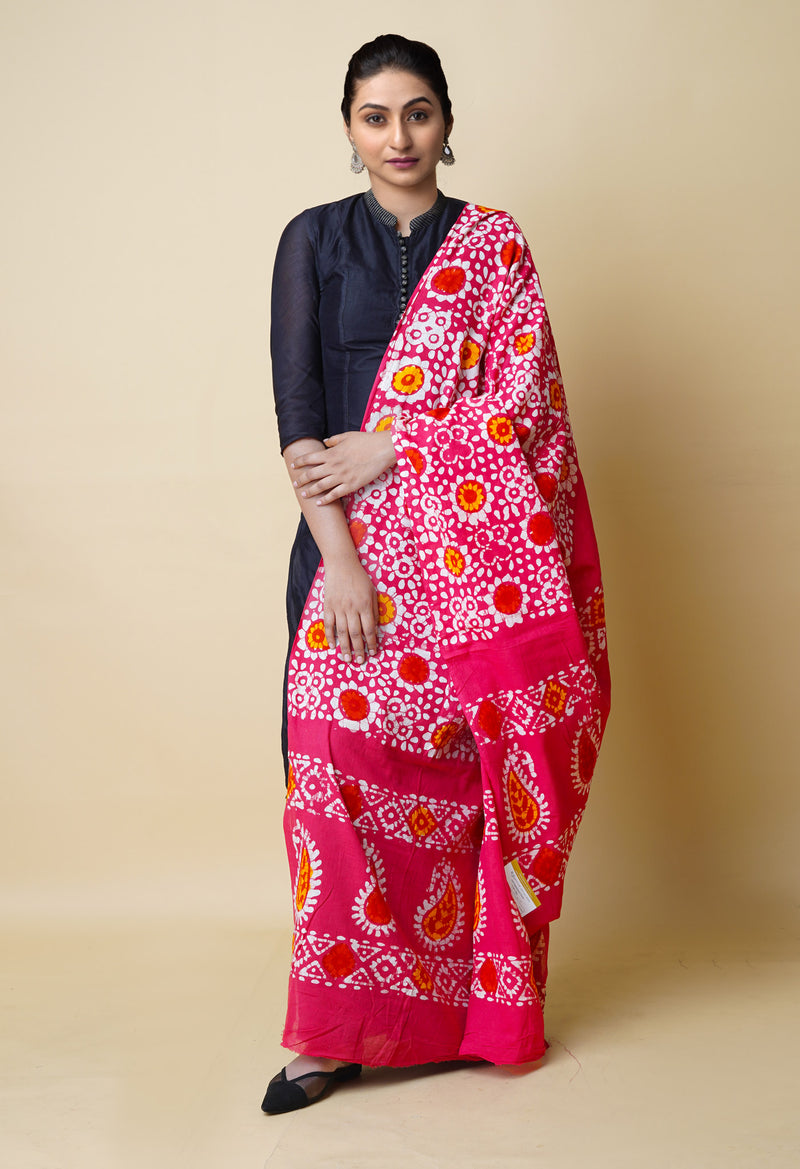 Pink Pure Batik Cotton Dupatta – UDS5319