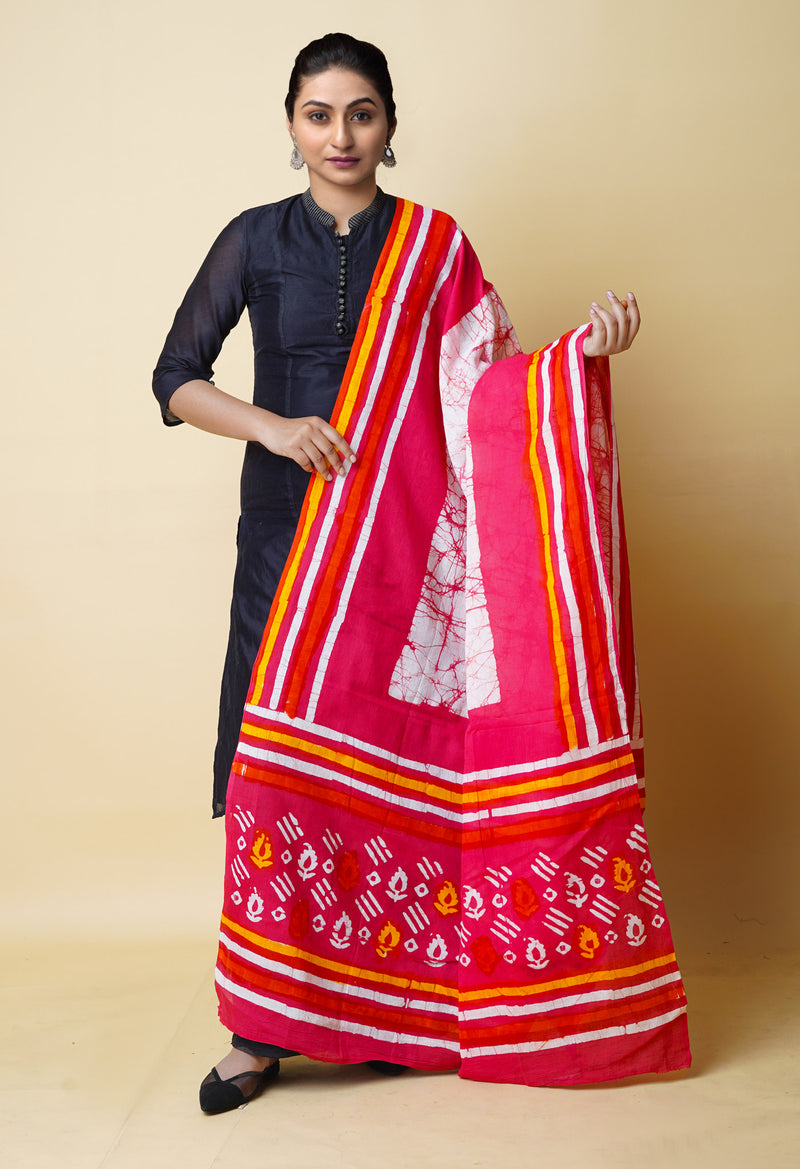Pink Pure Batik Cotton Dupatta – UDS5323