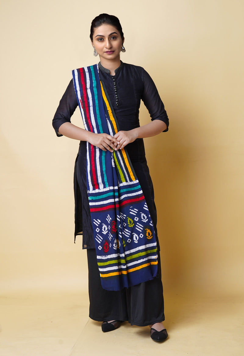 Blue Pure Batik Cotton Dupatta – UDS5324