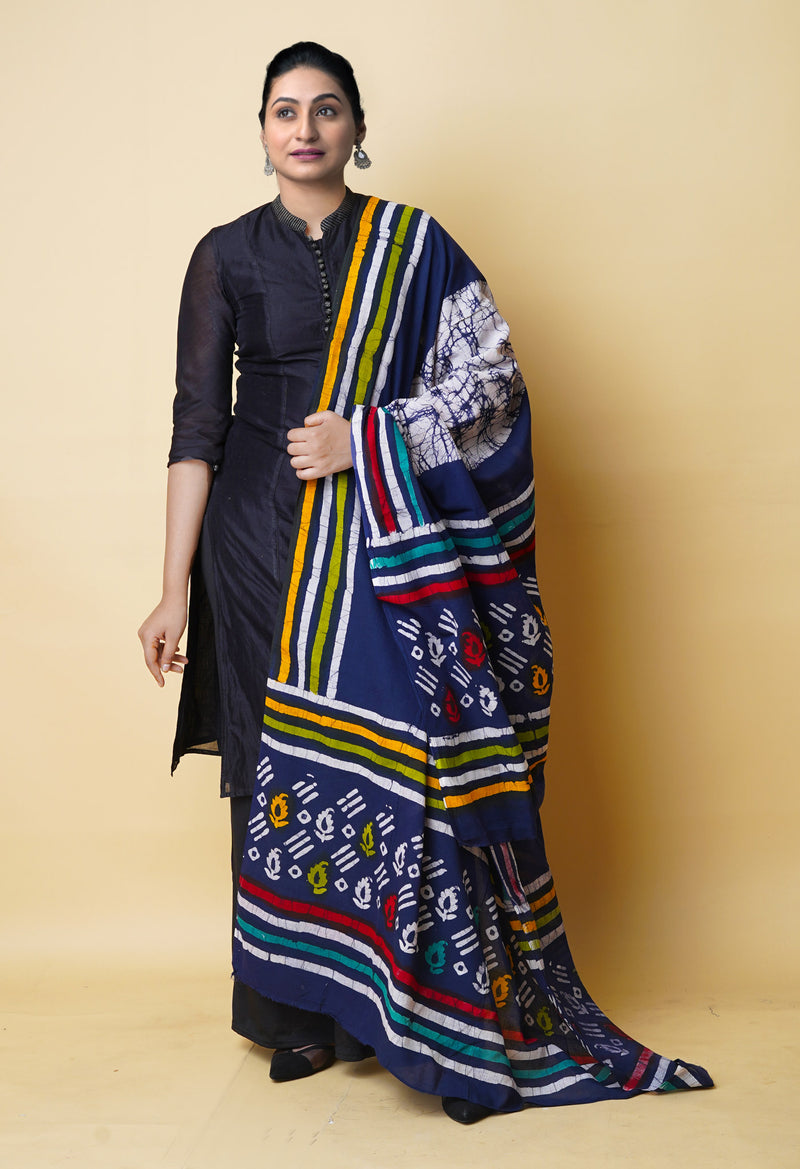Blue Pure Batik Cotton Dupatta – UDS5324