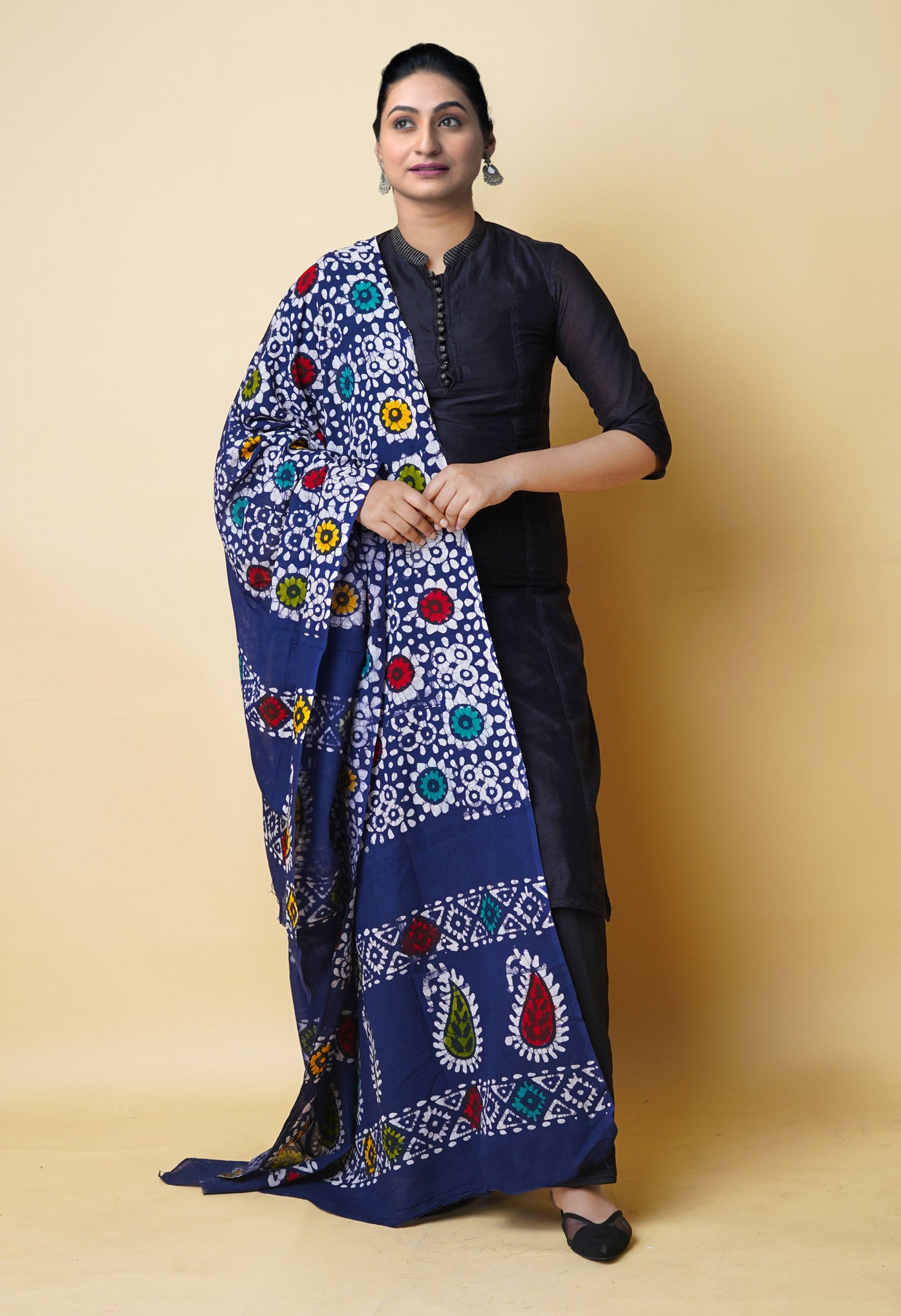 Blue Pure Batik Cotton Dupatta – UDS5325