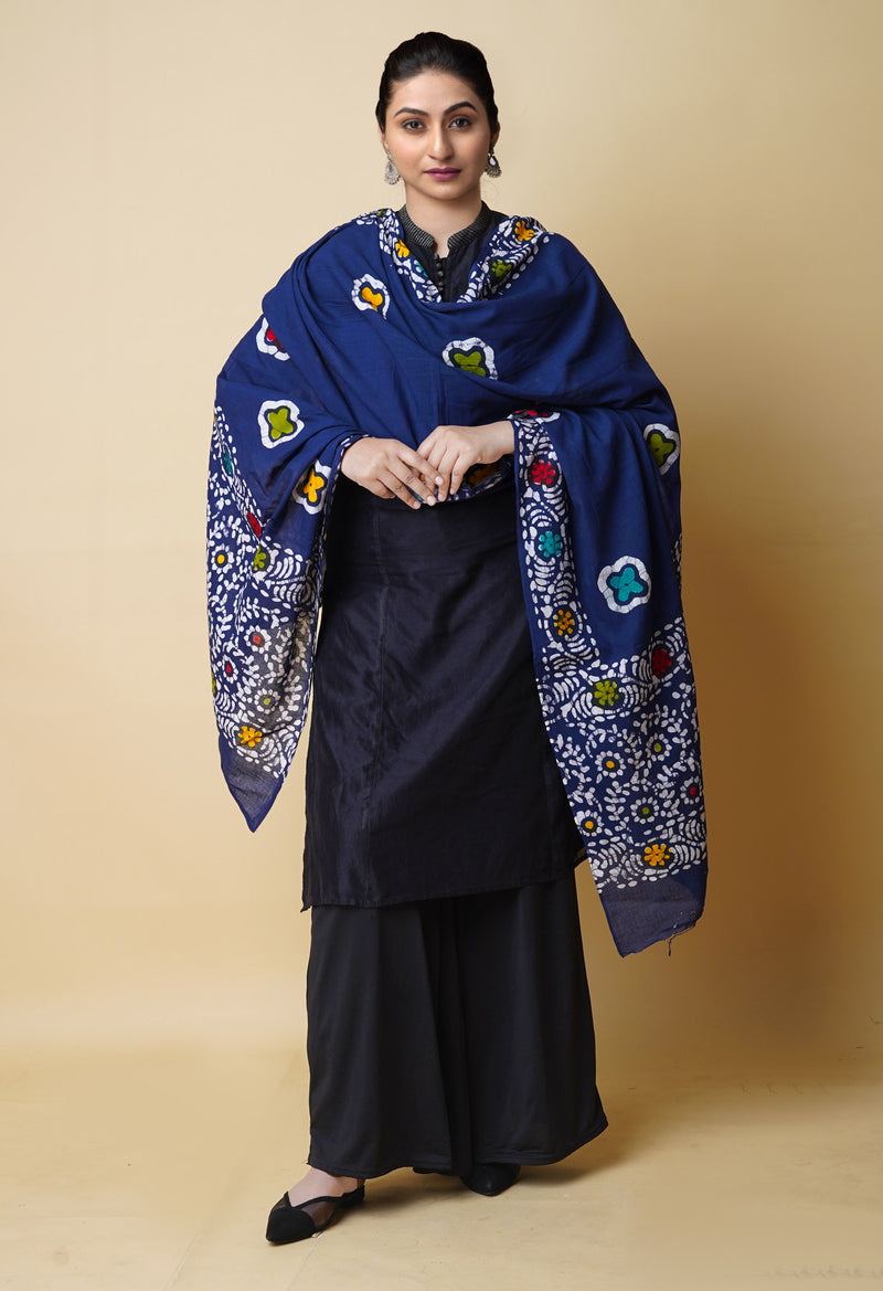 Blue Pure Batik Cotton Dupatta – UDS5326