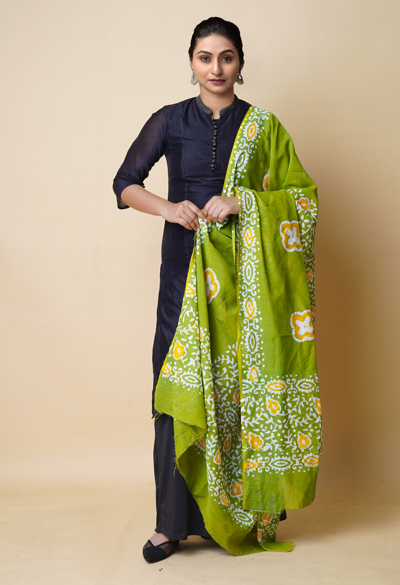 Green Pure Batik Cotton Dupatta – UDS5327
