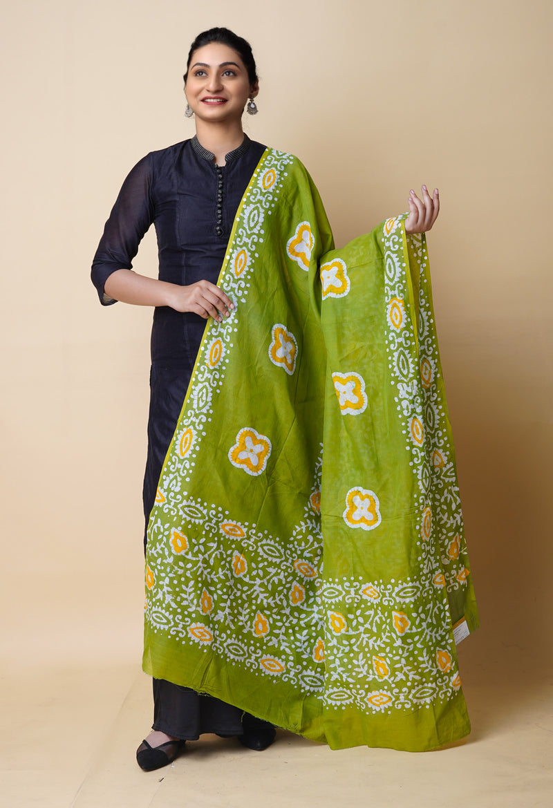 Green Pure Batik Cotton Dupatta – UDS5327