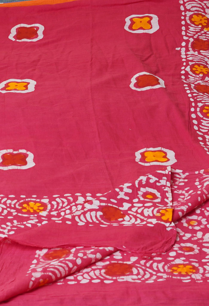 Pink Pure Batik Cotton Dupatta – UDS5328