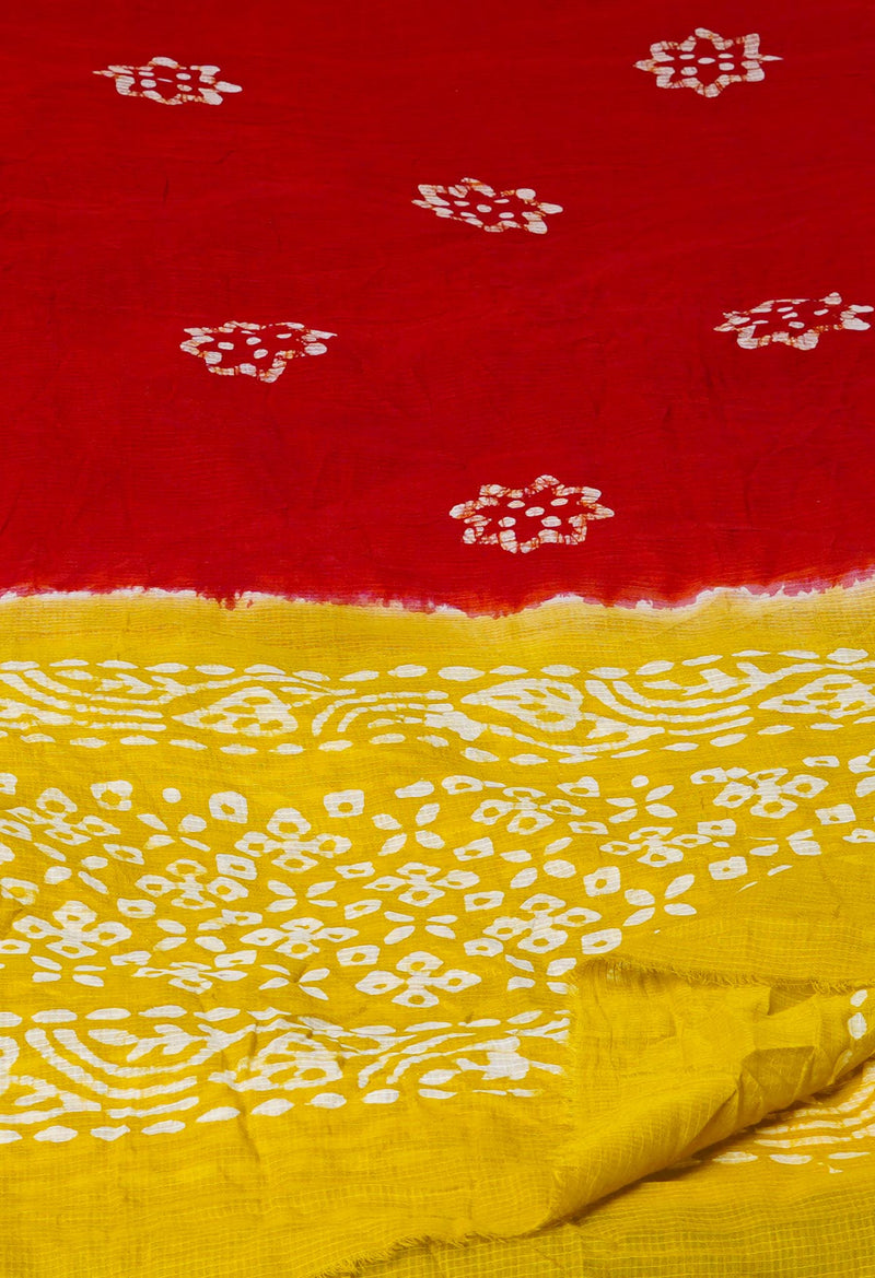 Red Pure Hand Batik Printed Kota Cotton Dupatta–UDS5374