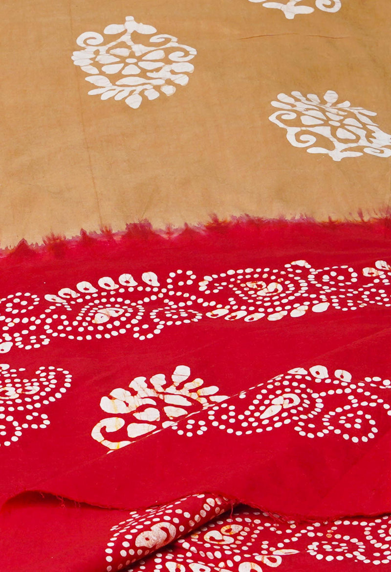 Brown Pure Hand Batik Printed Soft Cotton Dupatta–UDS5387