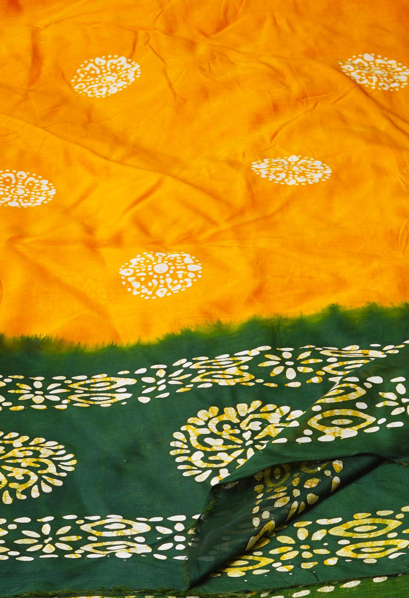 Yellow Pure Chanderi Hand Batik Printed Sico Dupatta–UDS5395