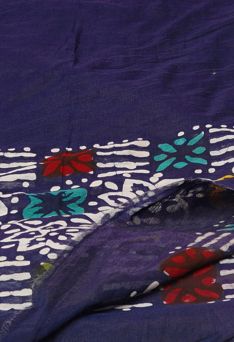 Blue Pure Chanderi Hand Block Wax Printed Sico Dupatta–UDS5510