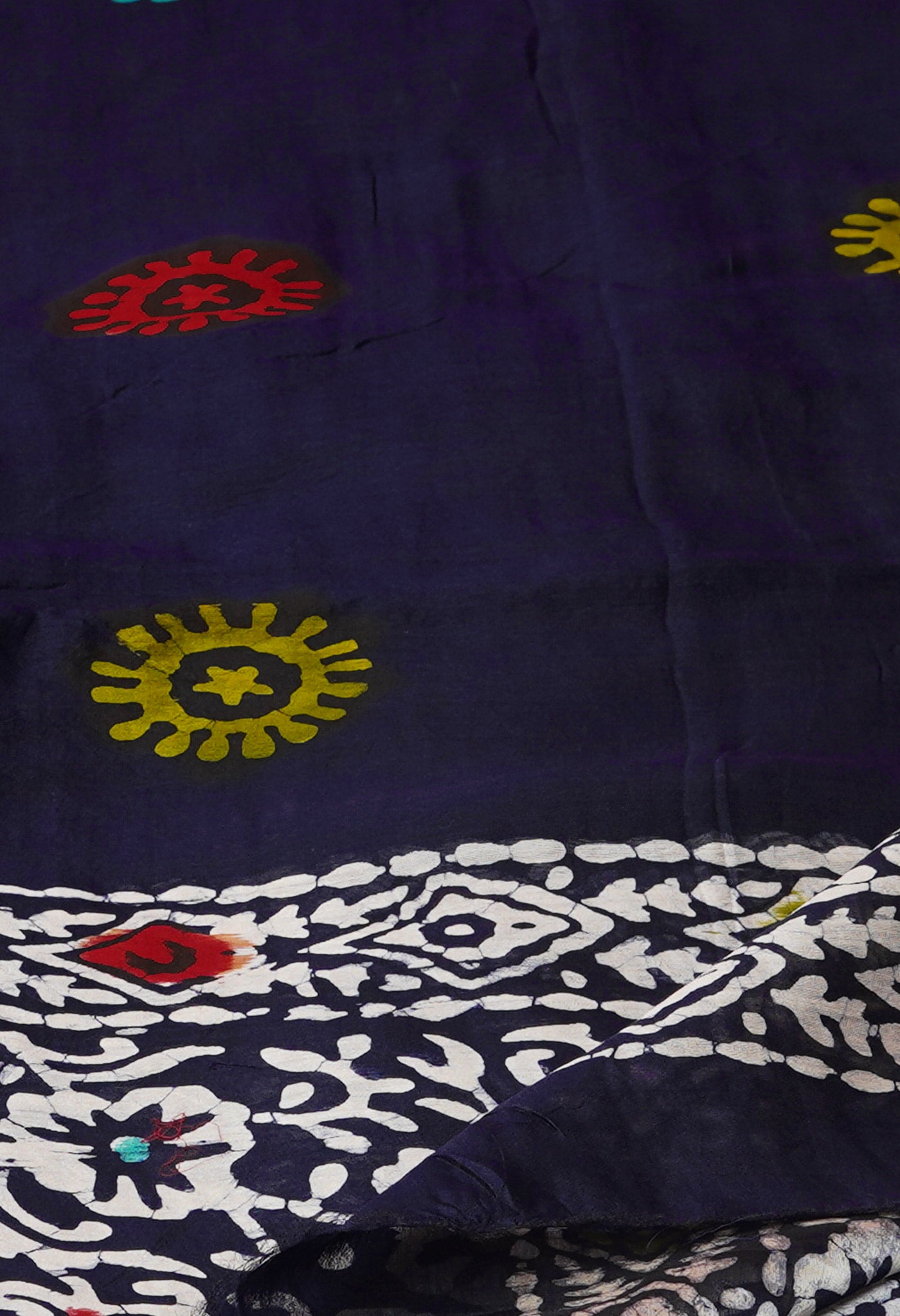 Blue Pure Chanderi Hand Block Wax Printed Sico Dupatta–UDS5513