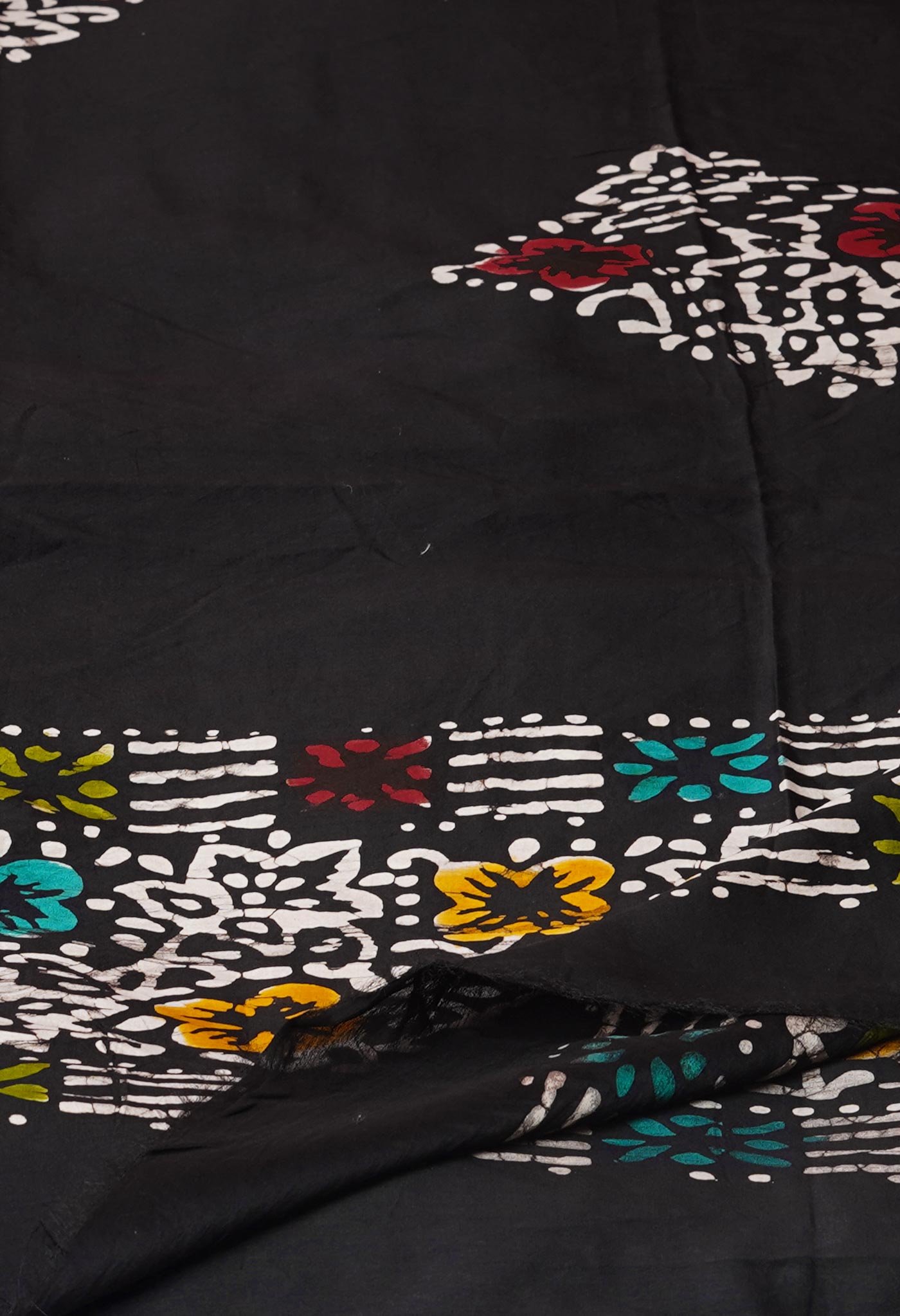 Black Pure Chanderi Hand Block Wax Printed Sico Dupatta–UDS5517