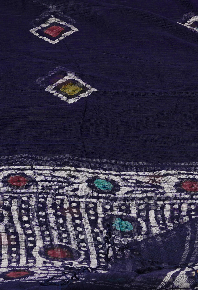 Blue Pure Rajasthani Kota Hand Block Wax Batik Printed Kota Cotton Dupatta–UDS5531