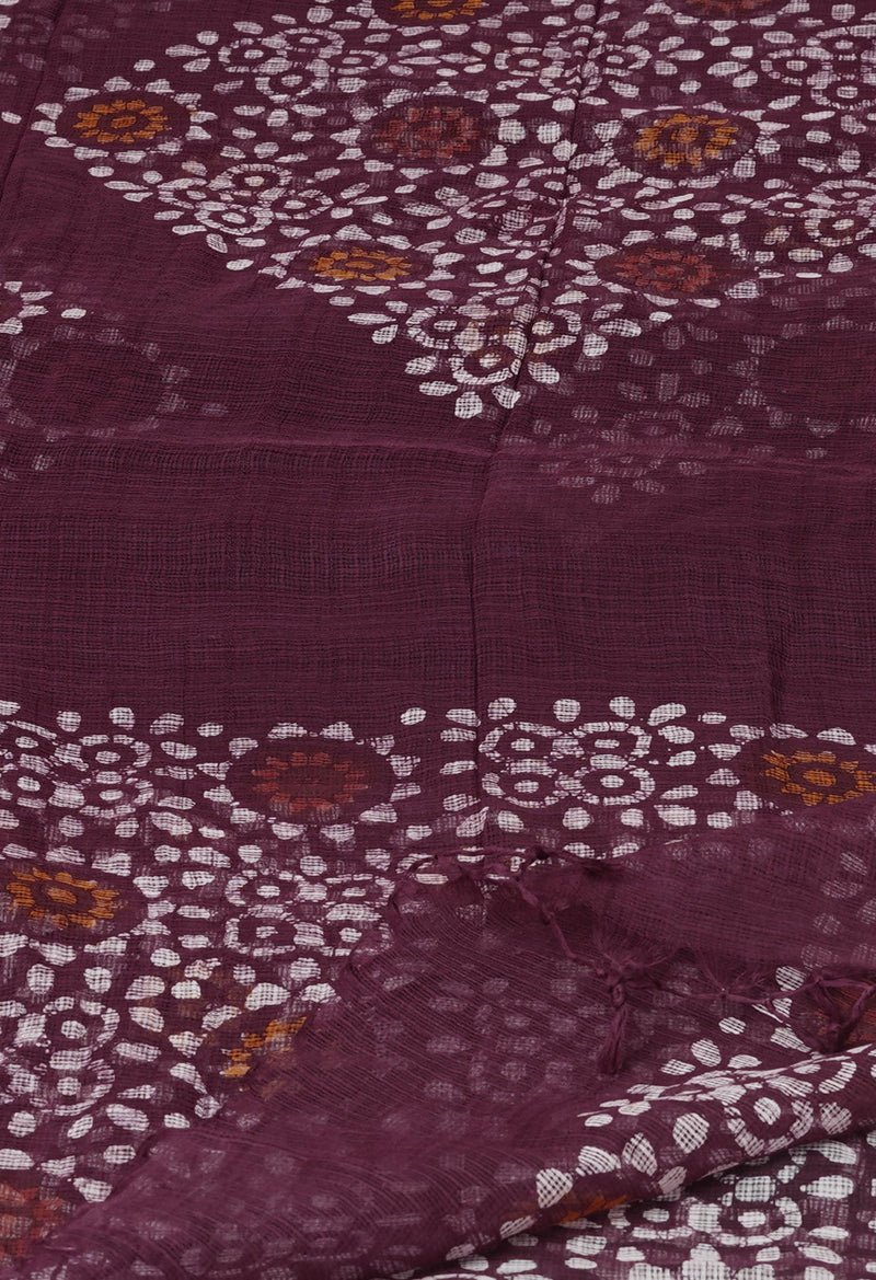 Maroon Pure Rajasthani Kota Hand Block Wax Batik Printed Kota Cotton Dupatta–UDS5535