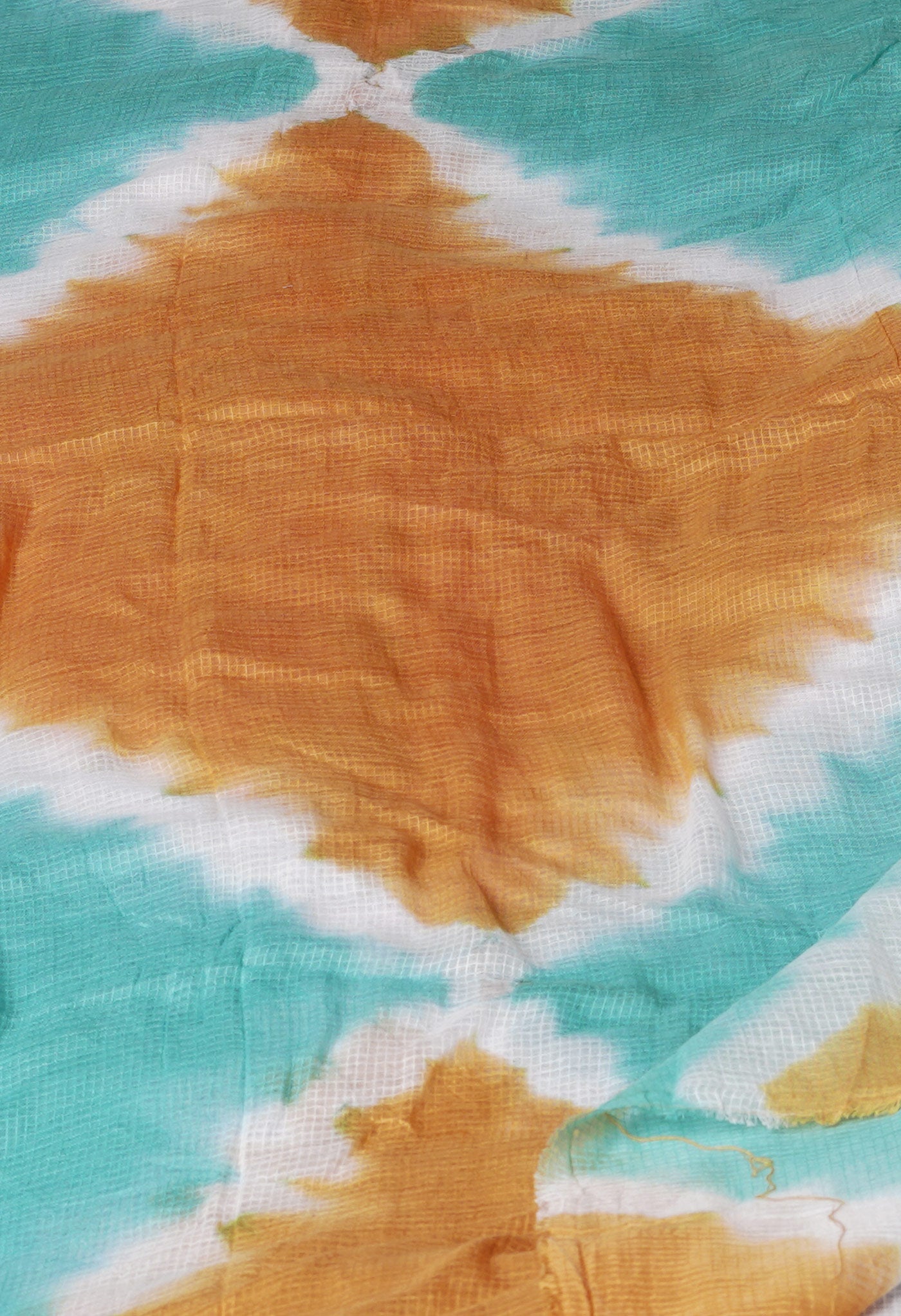 Pale Blue-Sandy Brown Pure Tie- Dye Shibori Printed Kota Cotton Dupatta-UDS5560