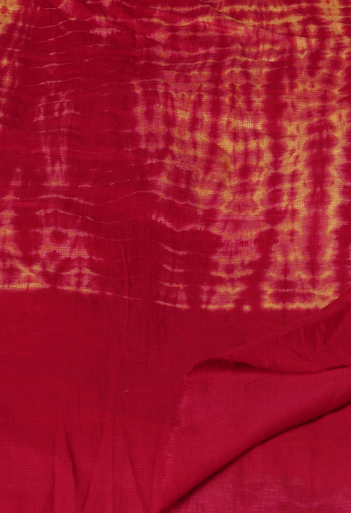 Red-Peach Orange Pure Tie- Dye Shibori Printed Kota Cotton Dupatta-UDS5577