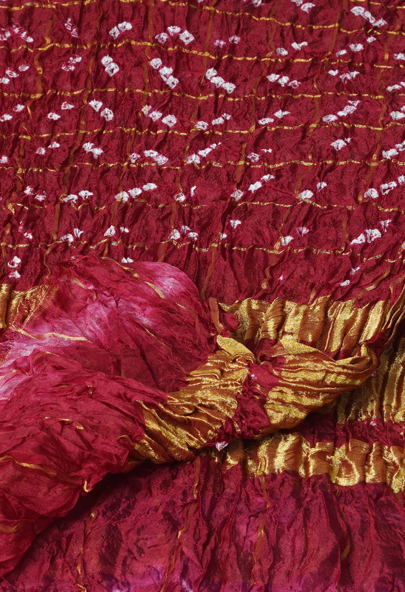 Multi Bandhani Soft Silk Dupatta with Zari weaving Checks-UDS5588