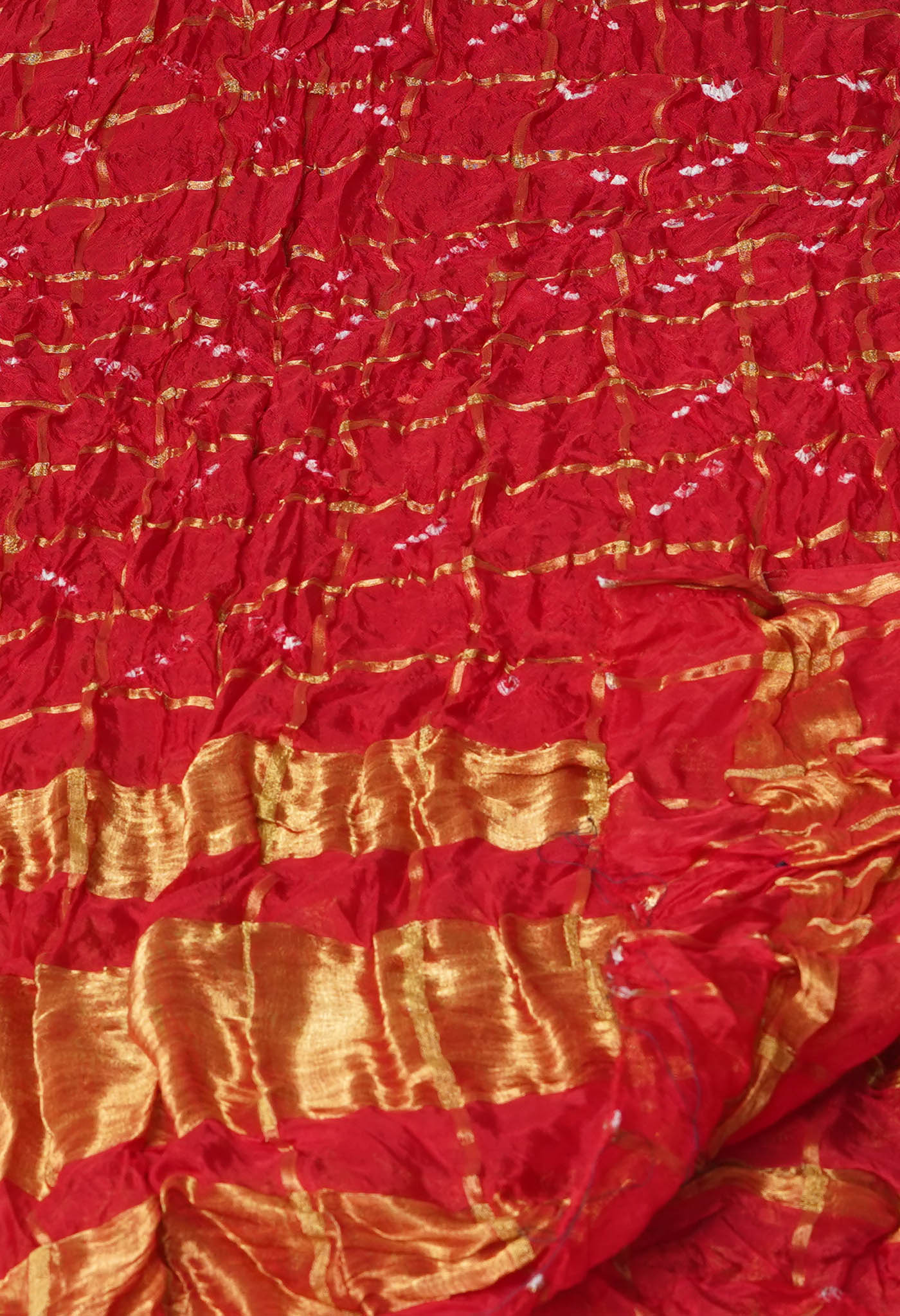 Multi Bandhani Soft Silk Dupatta with Zari weaving Checks-UDS5597