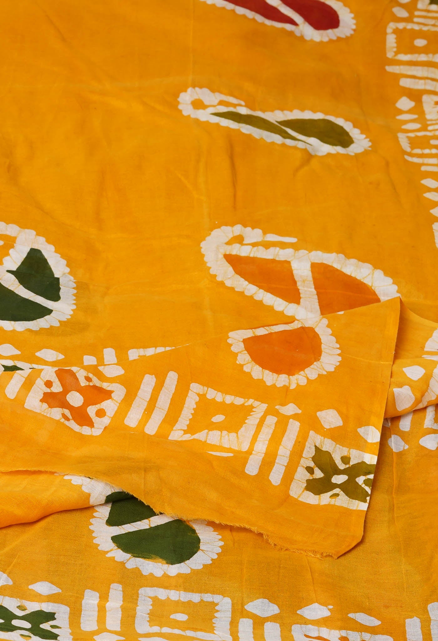 Yellow Pure Wax Batik Printed Superfine Mulmul Cotton Dupatta