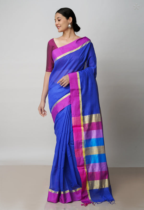 Dark Blue Chanderi Sico Saree -UNM41701