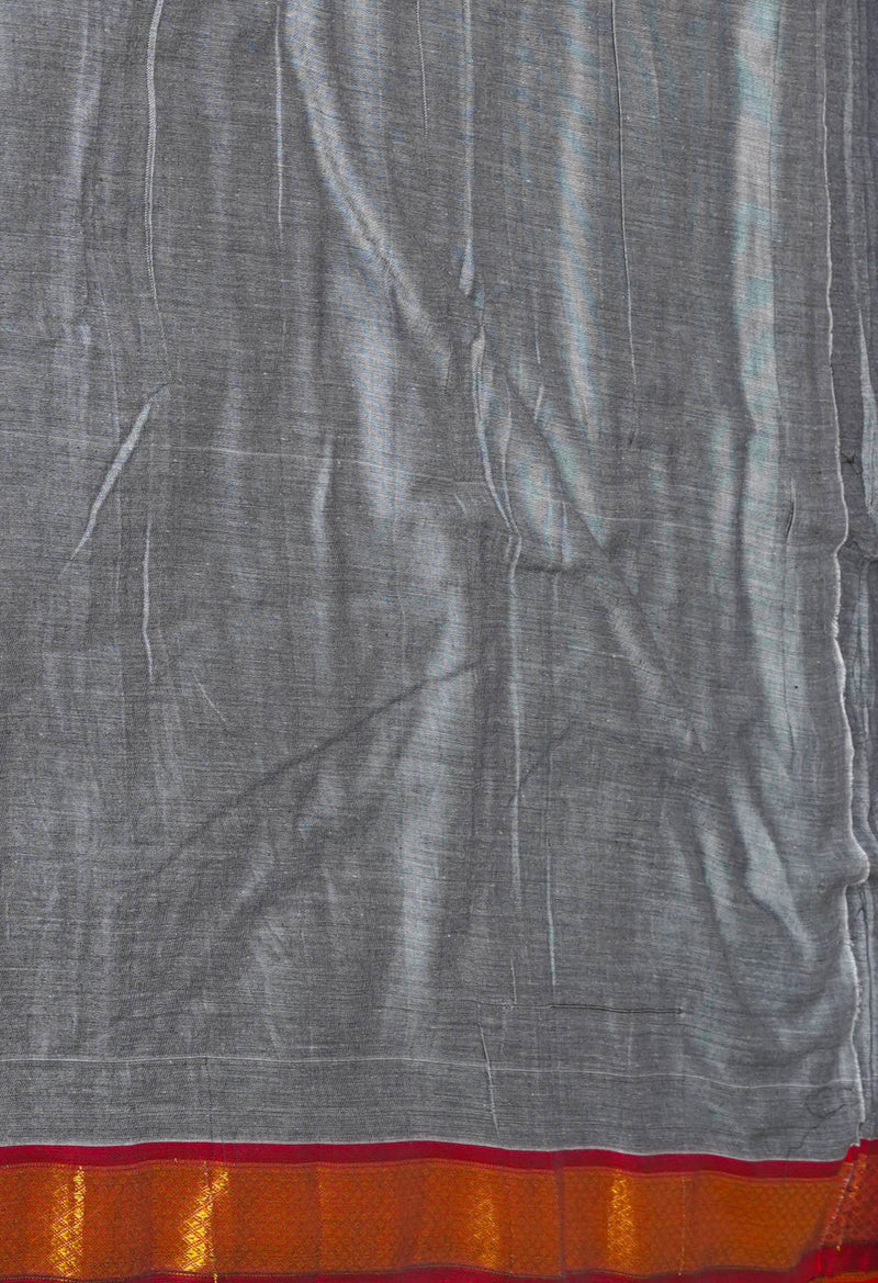 Grey Pure Handloom Narayanpet Cotton Saree-UNM46596