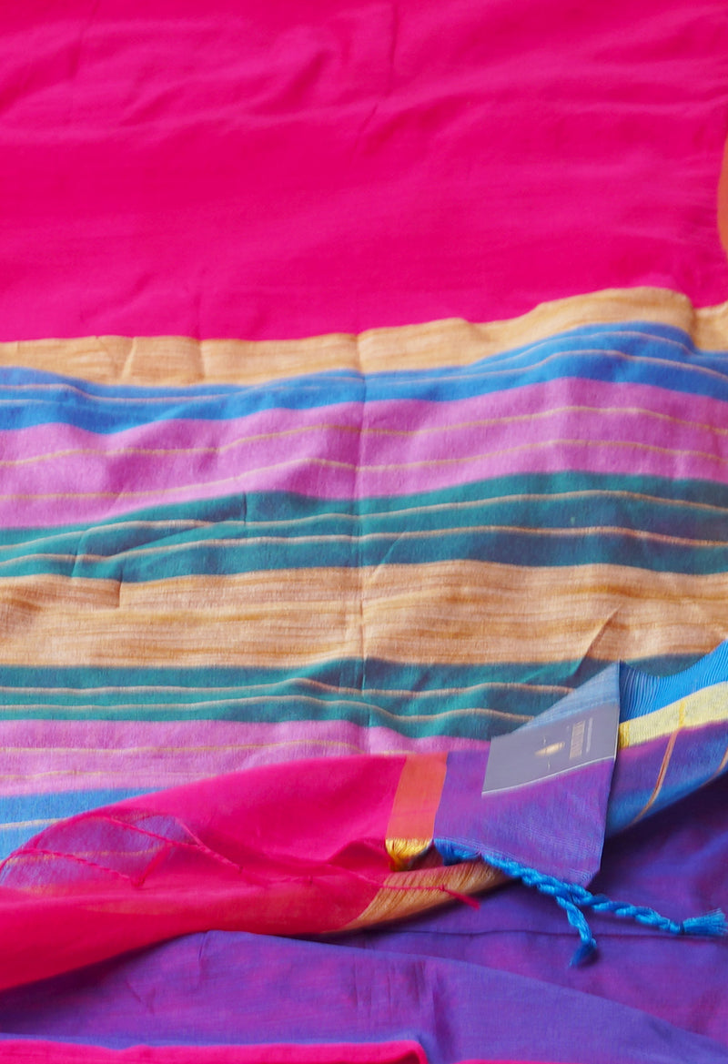 Pink Chanderi Sico Saree-UNM56260