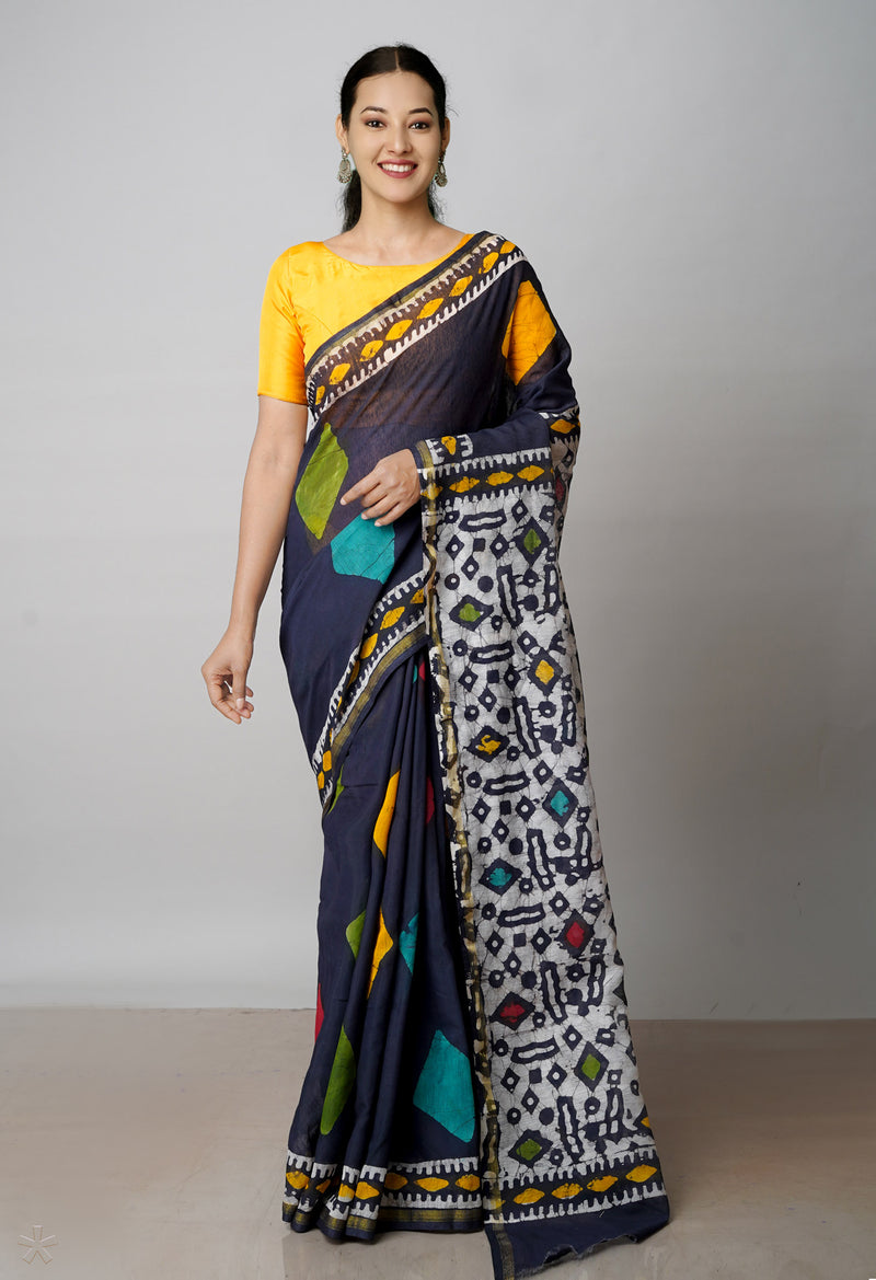 Black Pure Chanderi Sico Saree-UNM61894